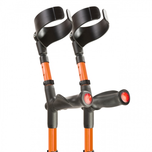 Pair Of Flexyfoot Comfort Grip Double Adjustable Crutches - Orange